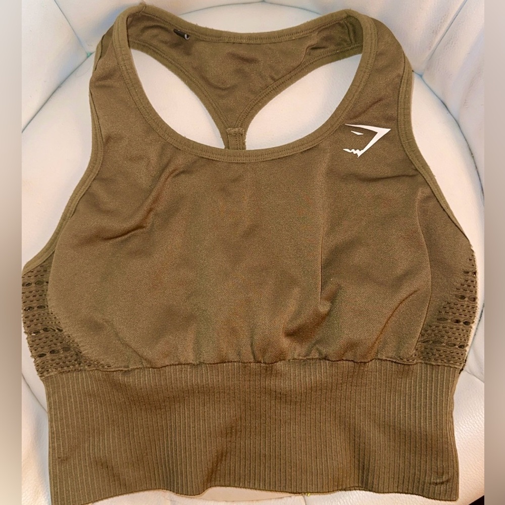 Gymshark Energy Olive Green Racerback Sports Bra